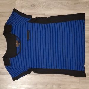Blue and Black Striped Top